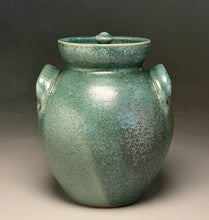 Load image into Gallery viewer, Handled, Covered Jar in Patina Green Glaze, 9.25"h (Tableware Collection)
