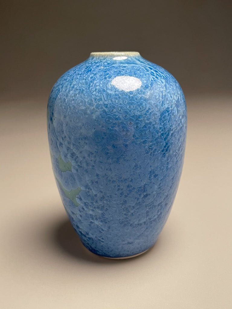 Egg Vase #1 in Turquoise Crystalline, 5.5