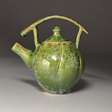 Load image into Gallery viewer, Melon Teapot with Post-and-Lintel Handle in Lily Pad Green Glaze, 8"h (Ben Owen III)
