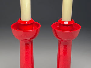 Candlesticks in Chinese Red, 13.75"h (Ben Owen III)