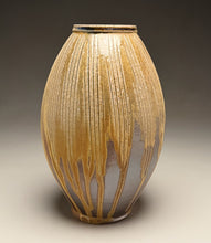 Load image into Gallery viewer, Combed Flower Vase in Ash, Yellow Matte &amp; Cobalt, 11.25"h (Ben Owen III)
