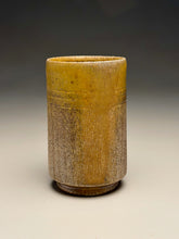 Load image into Gallery viewer, Carved Angled Tumbler #5 in Ash Glaze, 5"h (Silas Bradley)
