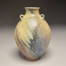 Load image into Gallery viewer, Combed Edo Jar in Cobalt, Yellow Matte &amp; Ash, 8.5&quot;h (Ben Owen III)
