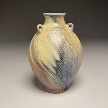 Load image into Gallery viewer, Combed Edo Jar in Cobalt, Yellow Matte &amp; Ash, 8.5&quot;h (Ben Owen III)
