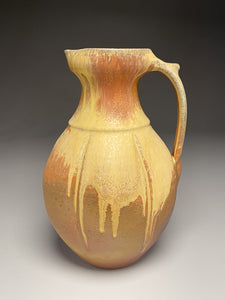 Melon Line Pitcher in Yellow Matte, Pumpkin & Ash Glazes, 11"h (Ben Owen III)