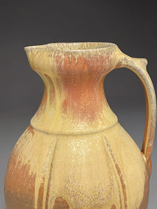 Melon Line Pitcher in Yellow Matte, Pumpkin & Ash Glazes, 11"h (Ben Owen III)