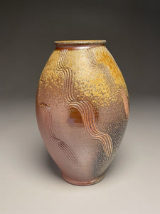 Combed Flower Vase in Ash and Salt Glazes, 10.75"h (Ben Owen III)