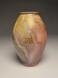 Combed Flower Vase in Ash and Salt Glazes, 10.75"h (Ben Owen III)