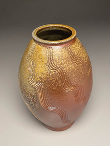 Combed Flower Vase in Ash and Salt Glazes, 10.75"h (Ben Owen III)