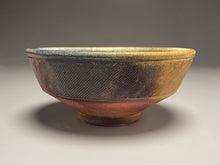 Load image into Gallery viewer, Combed Bowl #2 in Cobalt, Yellow Matte, &amp; Ash Glazes, 7.25&quot;dia. (Tableware Collection)
