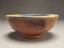 Load image into Gallery viewer, Combed Bowl #2 in Cobalt, Yellow Matte, &amp; Ash Glazes, 7.25&quot;dia. (Tableware Collection)
