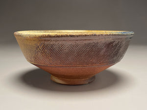 Combed Bowl #2 in Cobalt, Yellow Matte, & Ash Glazes, 7.25"dia. (Tableware Collection)