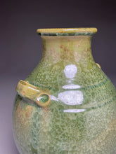 Load image into Gallery viewer, Handled Han Vase in Lily Pad Green Crystalline, 10.5"h (Ben Owen III)
