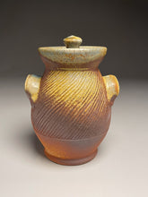 Load image into Gallery viewer, Handled Jar #1 in Cobalt, Yellow Matte, &amp; Ash Glaze , 6.75&quot;h (Tableware Collection)
