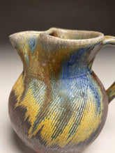 Load image into Gallery viewer, Combed Cream Pitcher #2 in Ash &amp; Cobalt, 4.75&quot;h (Tableware Collection)
