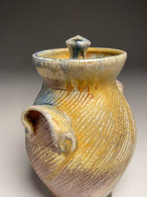 Load image into Gallery viewer, Handled Jar #2 in Cobalt, Yellow Matte, &amp; Ash Glaze, 7.75&quot;h (Tableware Collection)
