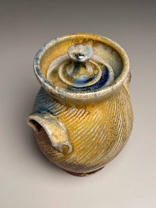 Handled Jar #2 in Cobalt, Yellow Matte, & Ash Glaze, 7.75"h (Tableware Collection)