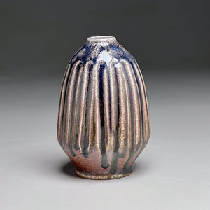 Carved Vase #4 in Cobalt and Salt Glazes, 5.25"h (Ben Owen III)