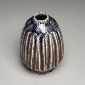 Carved Vase #4 in Cobalt and Salt Glazes, 5.25"h (Ben Owen III)