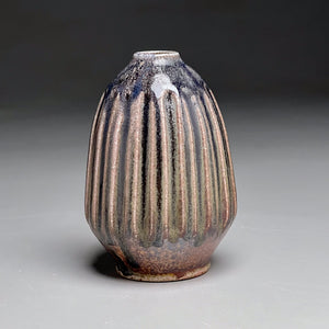 Carved Vase #4 in Cobalt and Salt Glazes, 5.25"h (Ben Owen III)