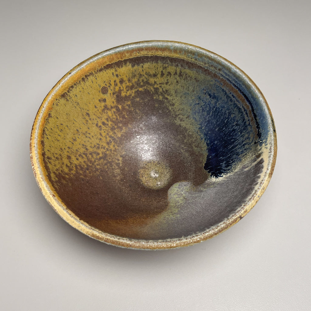 Bowl #3 in Cobalt, Yellow Matte, and Ash Glazes, 6.25