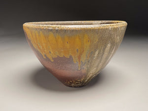 Bowl #4 in Yellow Matte, Ash Glazes, & Salt, 7.25"dia. (Benjamin Owen IV)