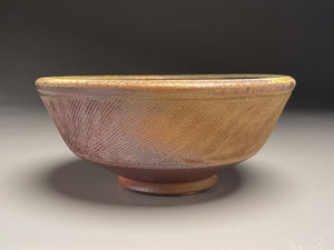 Combed Bowl #14 in Cobalt, Yellow Matte, & Ash Glazes, 7"dia. (Tableware Collection)