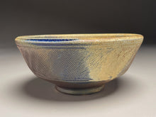 Load image into Gallery viewer, Combed Bowl #14 in Cobalt, Yellow Matte, &amp; Ash Glazes, 7&quot;dia. (Tableware Collection)
