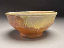 Load image into Gallery viewer, Combed Bowl #15 in Cobalt, Yellow Matte, &amp; Ash Glazes, 7&quot;dia. (Tableware Collection)
