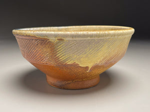 Combed Bowl #15 in Cobalt, Yellow Matte, & Ash Glazes, 7"dia. (Tableware Collection)