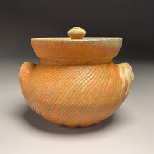 Load image into Gallery viewer, Combed Jar in Pumpkin, Yellow Matte, &amp; Ash Glaze, 5.75&quot;h (Tableware Collection)
