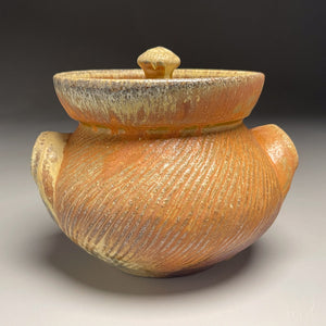 Combed Jar in Pumpkin, Yellow Matte, & Ash Glaze, 5.75"h (Tableware Collection)