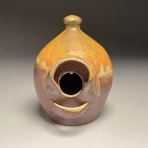 Birdhouse in Yellow Matte & Pumpkin Glaze, 6.25"h. (Ben Owen Pottery Collection)