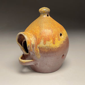 Birdhouse in Yellow Matte & Pumpkin Glaze, 6.25"h. (Ben Owen Pottery Collection)