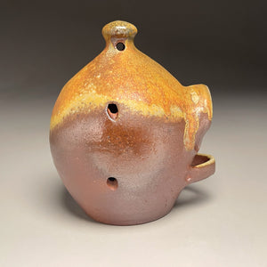 Birdhouse in Yellow Matte & Pumpkin Glaze, 6.25"h. (Ben Owen Pottery Collection)