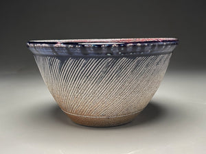 Combed Mixing Bowl #2 in Cobalt and Salt Glaze, 8"dia. (Tableware Collection)