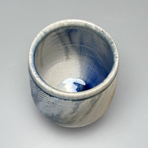 Combed Cup #2 with Salt, Cobalt, Yellow Matte and Ash Glazes, 4.25"h (Tableware Collection)