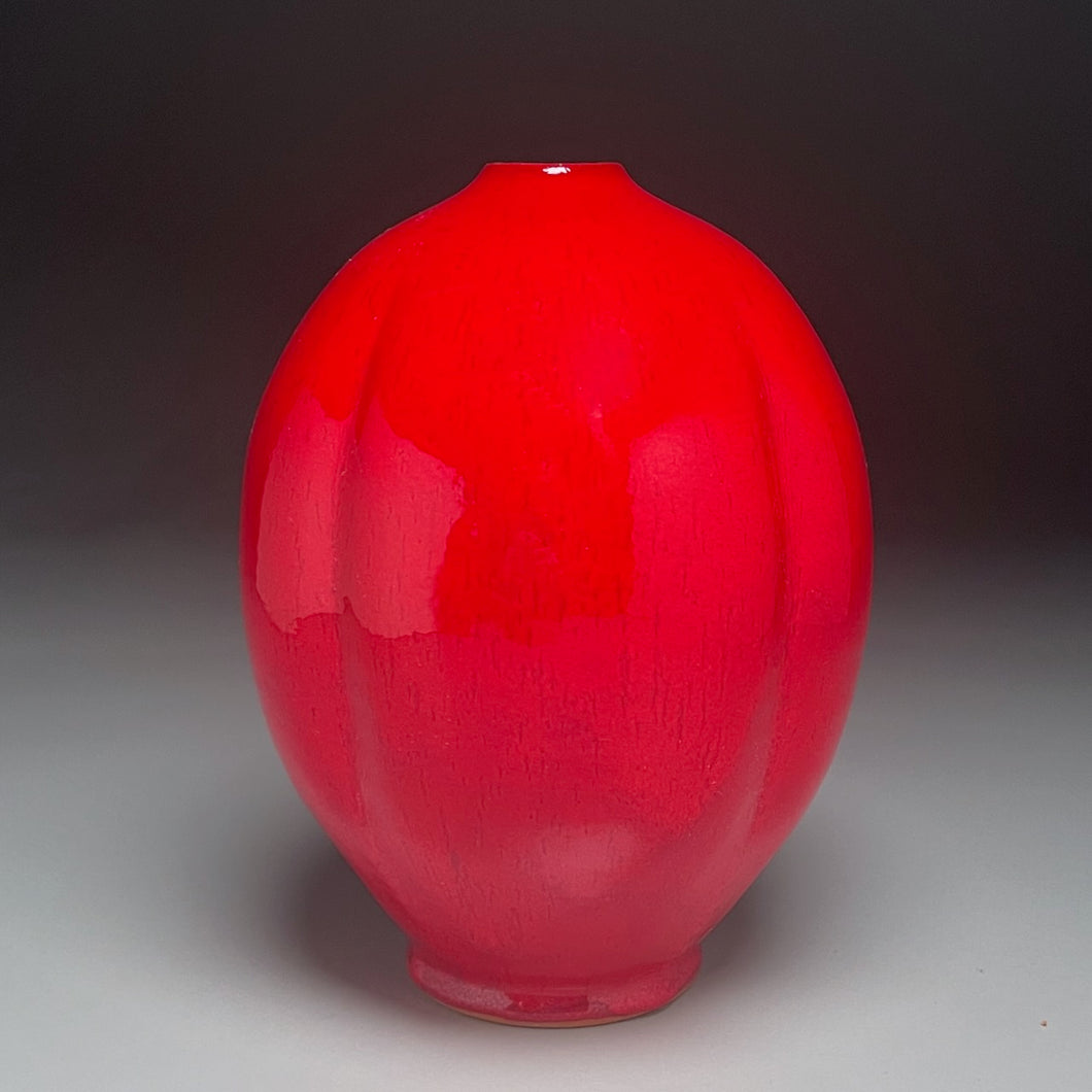 Melon Egg Vase in Chinese Red, 9