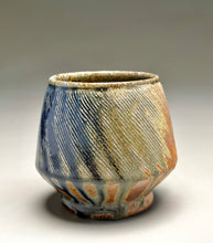 Load image into Gallery viewer, Combed Cup in Cobalt &amp; Ash Glazes, 3.5"h (Ben Owen III)
