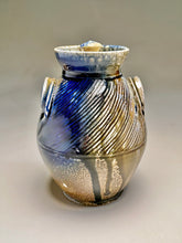 Load image into Gallery viewer, Combed Covered Jar #1 in Multi-Layered Glazes, 8"h (Tableware Collection)
