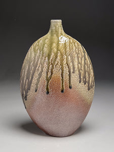 Altered Bottle #1 in Cobalt, Ash, & Salt Glaze, 13"h (Ben Owen III)