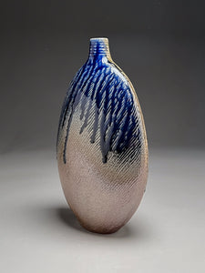 Altered Bottle #1 in Cobalt, Ash, & Salt Glaze, 13"h (Ben Owen III)