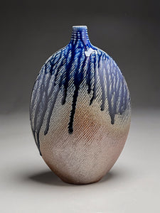 Altered Bottle #1 in Cobalt, Ash, & Salt Glaze, 13"h (Ben Owen III)