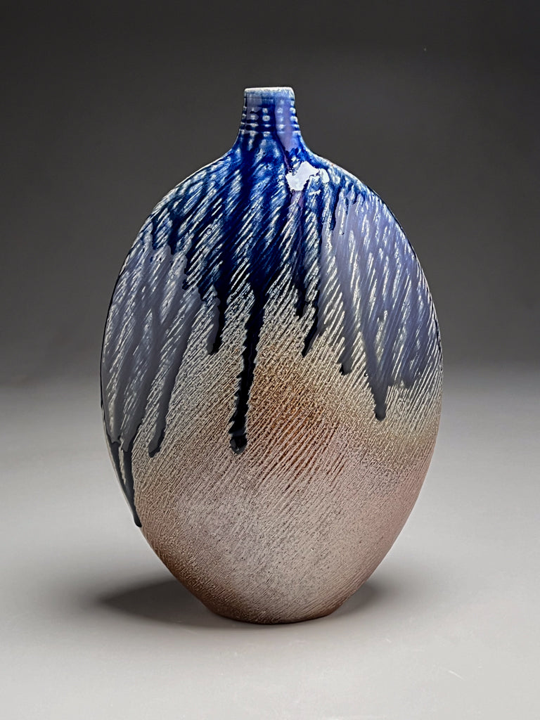 Altered Bottle #1 in Cobalt, Ash, & Salt Glaze, 13