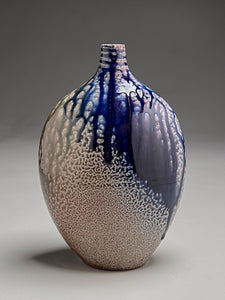 Altered Bottle #2 in Cobalt, Ash, & Salt Glaze, 10"h (Ben Owen III)