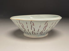 Load image into Gallery viewer, Bowl #4 in Blue Celadon with Copper Red designs, 7.25&quot;dia. (Elizabeth McAdams)

