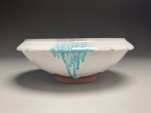 Ming Bowl #2 in Dogwood White with Blue Accents, 11.75"dia. (Ben Owen III)