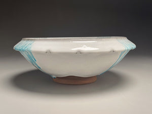 Ming Bowl #2 in Dogwood White with Blue Accents, 11.75"dia. (Ben Owen III)