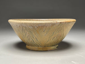 Bowl #1 in Goldenrod with Carved Designs, 8"dia. (Elizabeth McAdams)