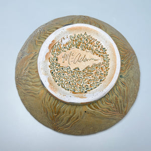 Bowl #2 in Goldenrod with Carved Designs, 7.75"dia. (Elizabeth McAdams)